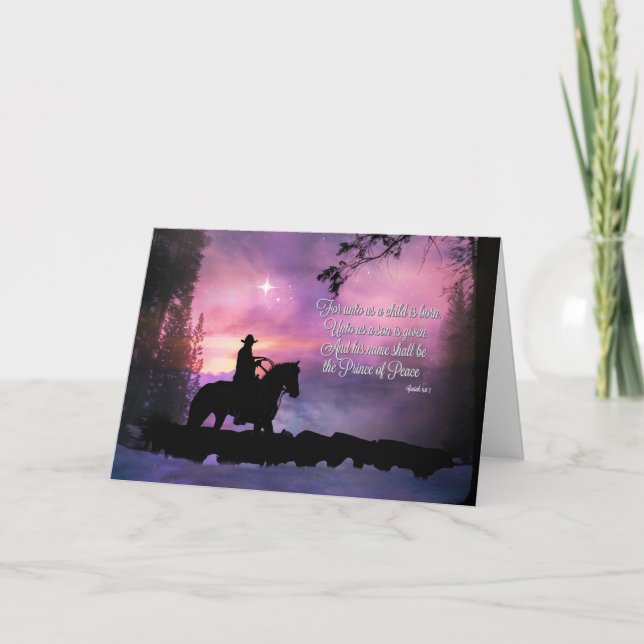 Cowboy Religious Bible Quote Christmas Card (Front)