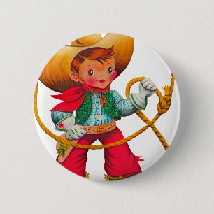 Cowboy Retro Boy Child Cute Western 6 Cm Round Badge