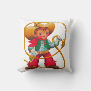 Cowboy Retro Boy Child Cute Western Cushion