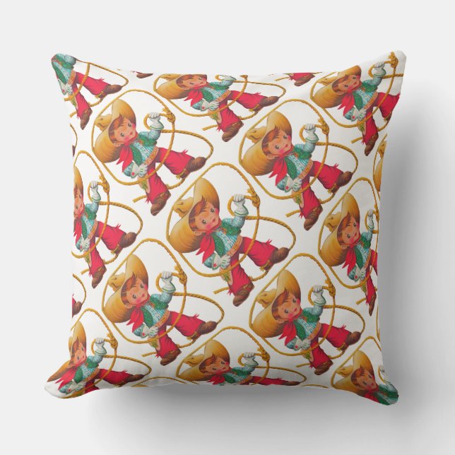 Cowboy Retro Boy Child Cute Western Cushion (Front)