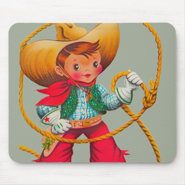 Cowboy Retro Boy Child Cute Western Mouse Pad (Front)