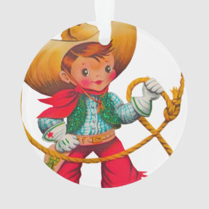 Cowboy Retro Boy Child Cute Western Ornament