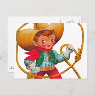 Cowboy Retro Boy Child Cute Western Postcard