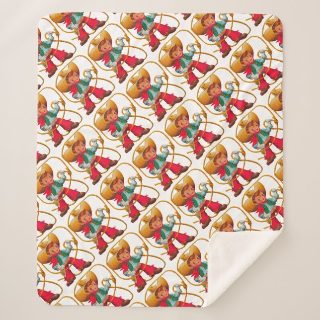 Cowboy Retro Boy Child Cute Western Sherpa Blanket (Front)