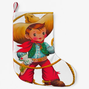 Cowboy Retro Boy Child Cute Western Small Christmas Stocking