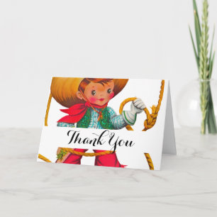 Cowboy Retro Boy Child Cute Western Thank You Card