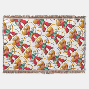 Cowboy Retro Boy Child Cute Western Throw Blanket
