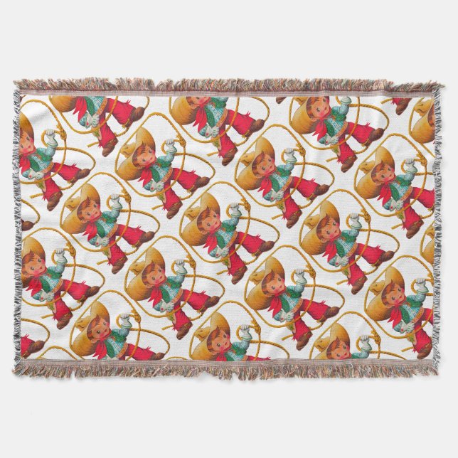 Cowboy Retro Boy Child Cute Western Throw Blanket (Front)