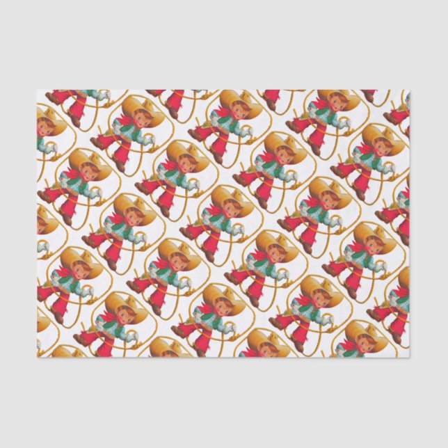Cowboy Retro Boy Child Cute Western Tissue Paper (Front)