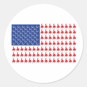 Cowboy-Rider-Flag-Tee Classic Round Sticker