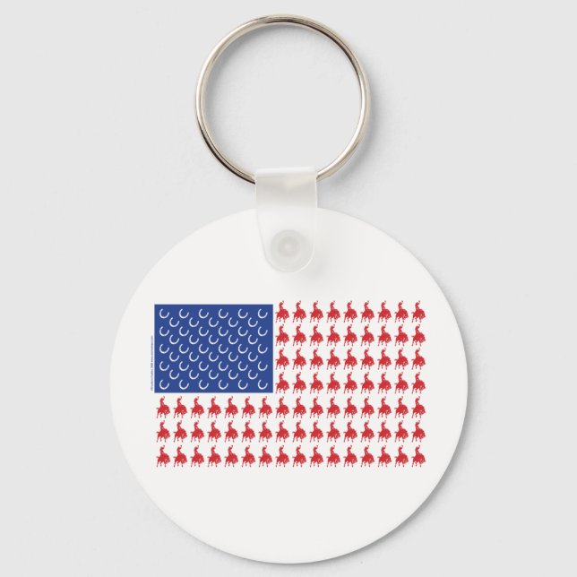 Cowboy-Rider-Flag-Tee Key Ring (Front)