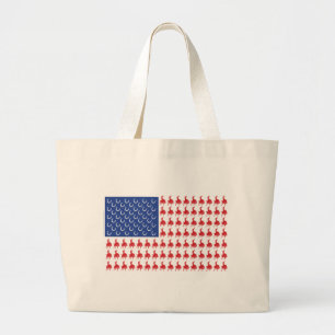 Cowboy-Rider-Flag-Tee Large Tote Bag