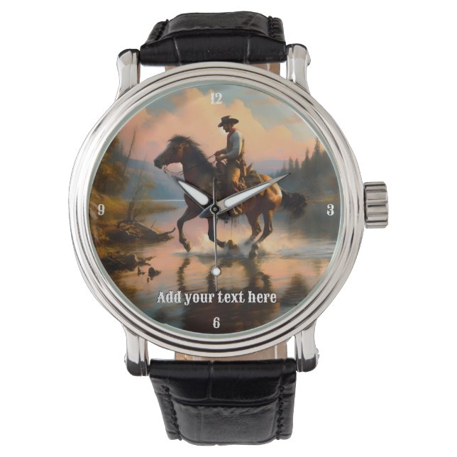 Cowboy Riding a Bay Horse Watch (Front)