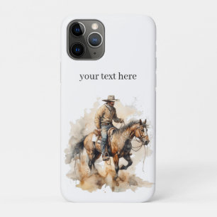 cowboy riding a brown horse, customisable iPhone 11 pro case