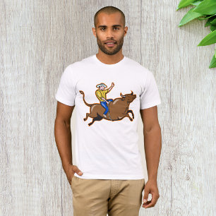 Cowboy Riding A Bull Mens T-Shirt