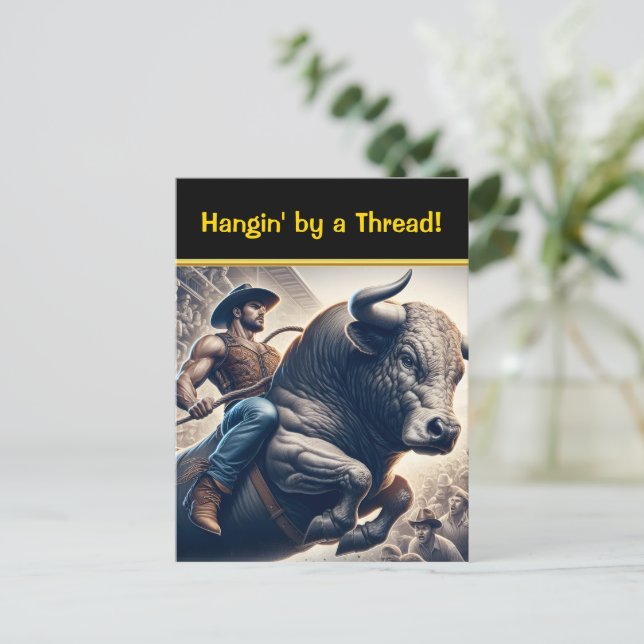 Cowboy Riding Bull In Arena Postcard (Standing Front)