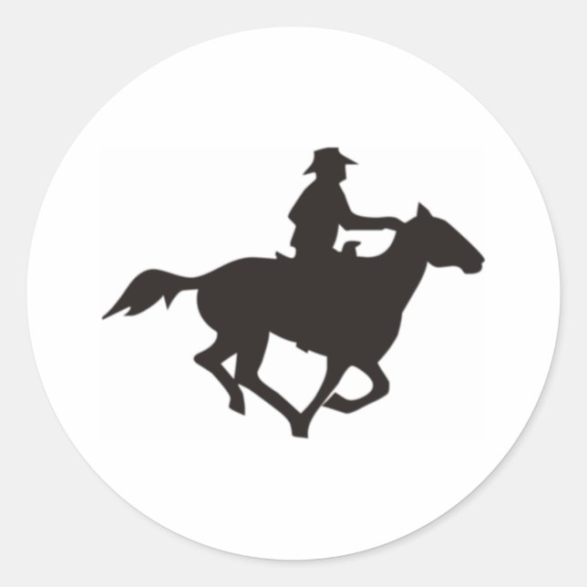 Cowboy Riding Classic Round Sticker (Front)