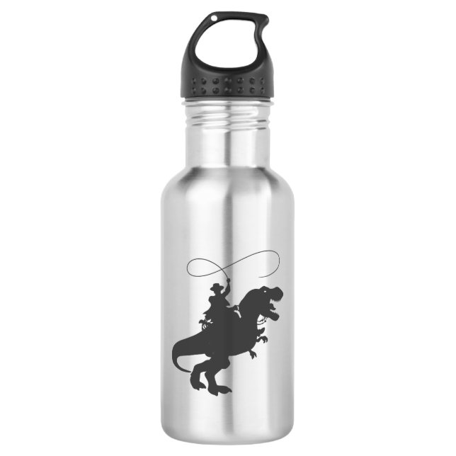 Cowboy riding dinosaur in the prehistoric era 532 ml water bottle (Front)