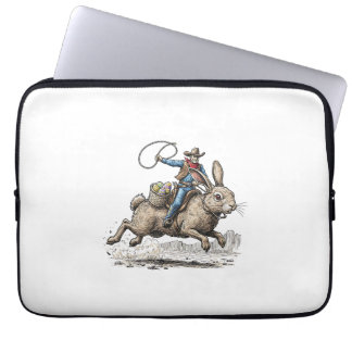 Cowboy Riding Easter Bunny Western Howdy Easter Fu Laptop Sleeve
