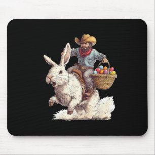 Cowboy Riding Easter Bunny Western Howdy Easter Fu Mouse Pad
