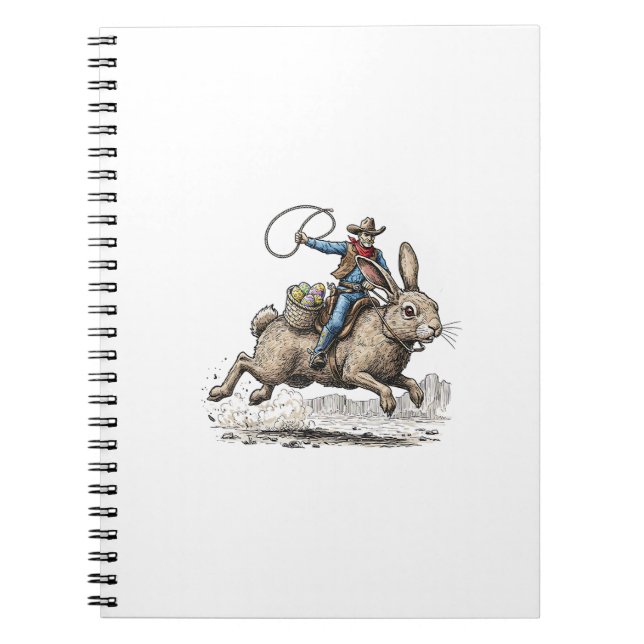 Cowboy Riding Easter Bunny Western Howdy Easter Fu Notebook (Front)