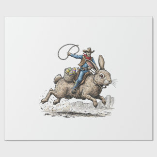 Cowboy Riding Easter Bunny Western Howdy Easter Fu Wrapping Paper