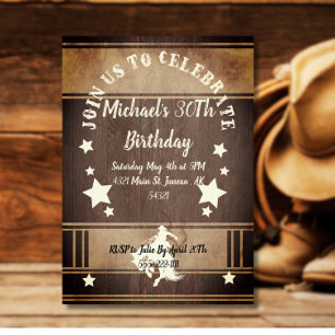 Cowboy riding horse wild west birthday invitation