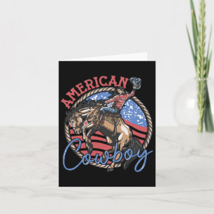 Cowboy Riding Horses Retro Western 4th Of July Pat Card