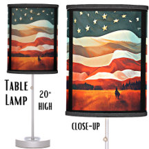 Cowboy Riding into Flag Sunset   