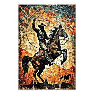 COWBOY RIDING PHOTO PRINT