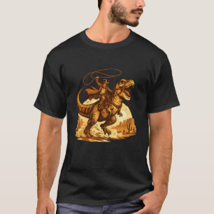 Cowboy Riding T Rex Funny Western Dinosaur Graphic T-Shirt