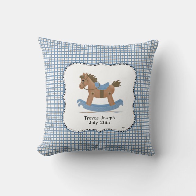 Cowboy Rocking Horse Pillow Personalised (Front)
