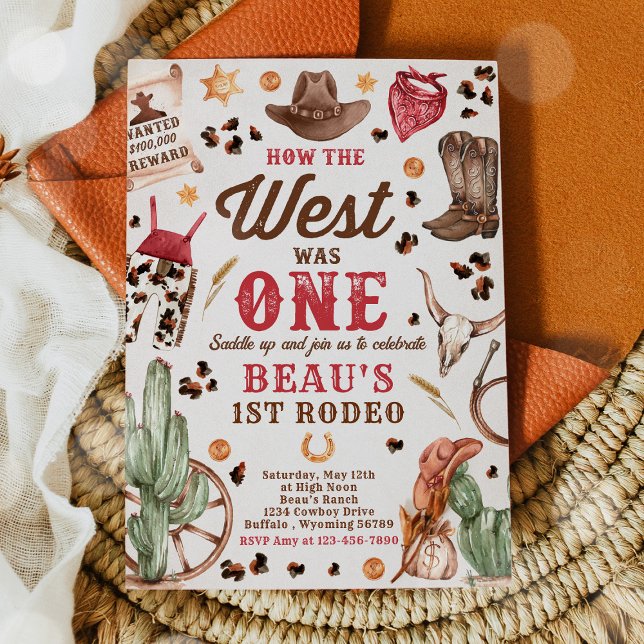 Cowboy Rodeo 1st Birthday How The West Was One  Invitation (Creator Uploaded)