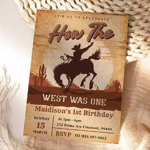 Cowboy Rodeo 1st Birthday How The West Was One  Invitation