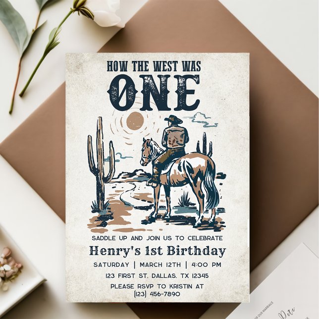 Cowboy Rodeo 1st Birthday How The West Was One Invitation (Creator Uploaded)