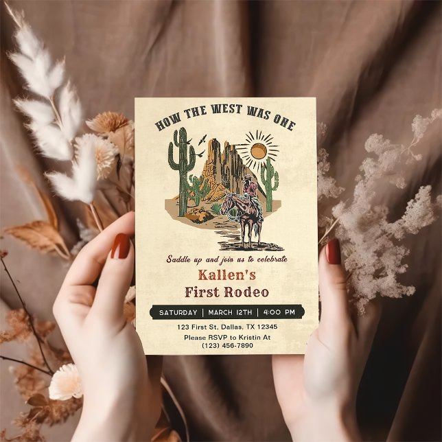 Cowboy Rodeo 1st Birthday How The West Was One Invitation (Creator Uploaded)