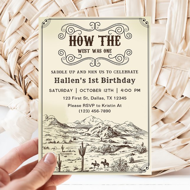Cowboy Rodeo 1st Birthday How The West Was One Invitation (Creator Uploaded)
