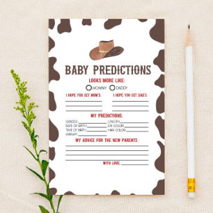 Cowboy Rodeo Baby Shower Predictions Activity Stationery