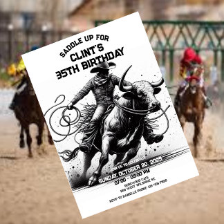 Cowboy Rodeo Birthday invite, Rodeo Bull Ride Invitation