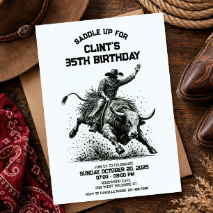 Cowboy Rodeo Birthday invite, Rodeo Bull Ride Invitation