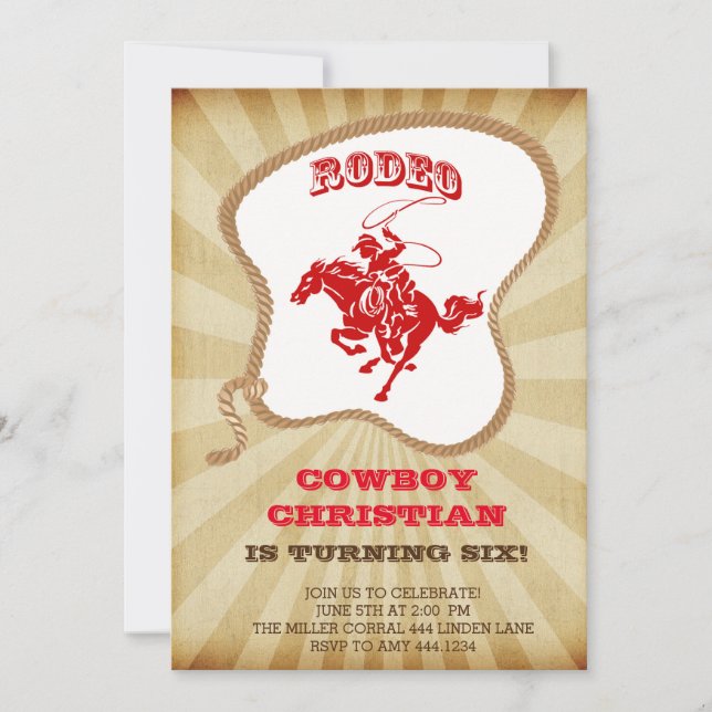 Cowboy Rodeo Birthday Party Invitations (Front)