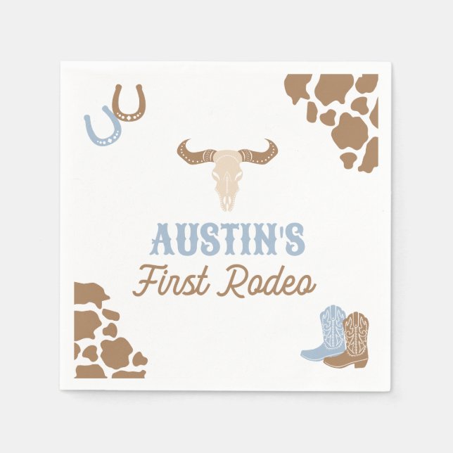 Cowboy Rodeo Birthday Party Napkin (Front)