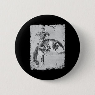 Cowboy Rodeo Horse Western Country Vintage Bronco 6 Cm Round Badge