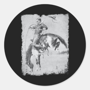 Cowboy Rodeo Horse Western Country Vintage Bronco Classic Round Sticker