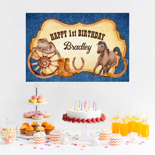 Cowboy rodeo horses equestrian wild west party poster (Creator Uploaded)