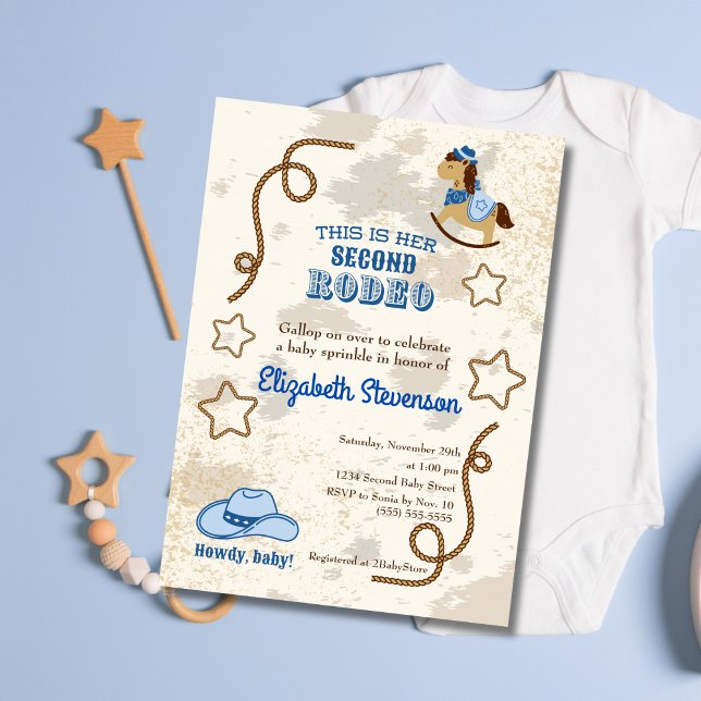 Cowboy Rodeo Howdy Second Baby Shower Sprinkle Invitation (Creator Uploaded)