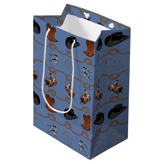 Cowboy Rodeo Tack  Medium Gift Bag (Front Angled)