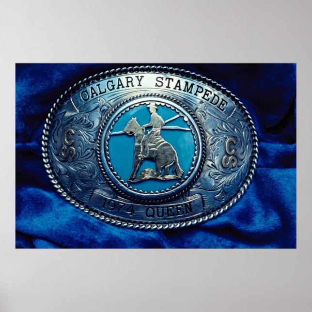 Cowboy rodeo trophy buckle, Alberta, Canada Poster (Front)