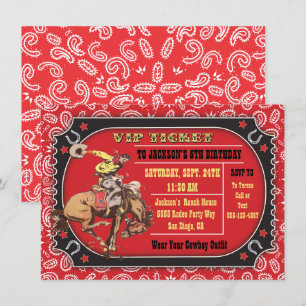 Cowboy Rodeo Western Birthday party Invitation