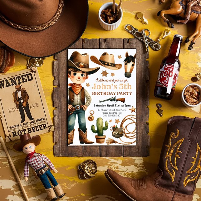 Cowboy Rodeo Western Boy Birthday  Invitation (Creator Uploaded)